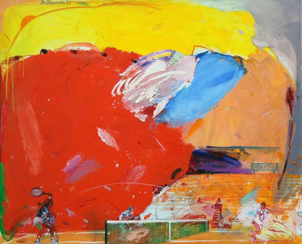 sportschilderij van tennis door Jan van Diemen, art, painting, sports