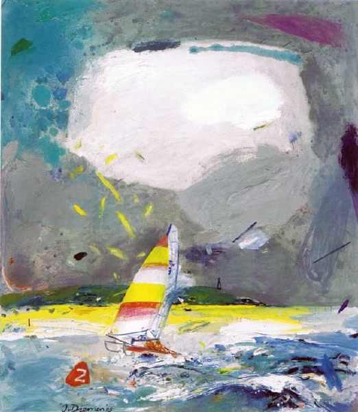sportschilderij van catamaran door Jan van Diemen, art, painting, sports