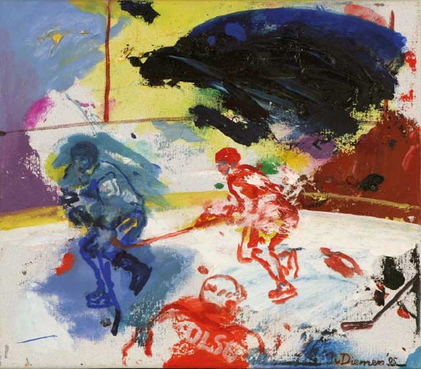 sportschilderij van ijshockey door Jan van Diemen, art, painting, sports