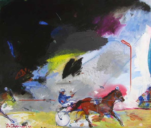 sportschilderij van sulky door Jan van Diemen, art, painting, sports