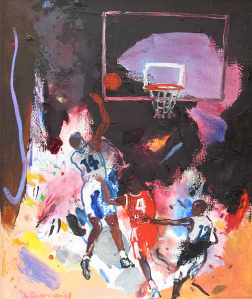 sportschilderij van basketbal door Jan van Diemen, art, painting, sports