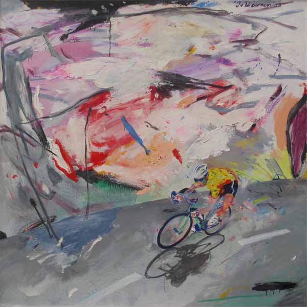 sportschilderij van wielrennen door Jan van Diemen, art, painting, sports