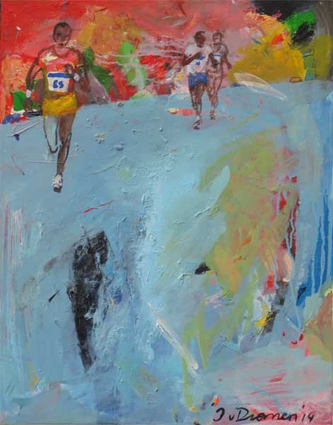 sportschilderij van hardlopen door Jan van Diemen, art, painting, sports