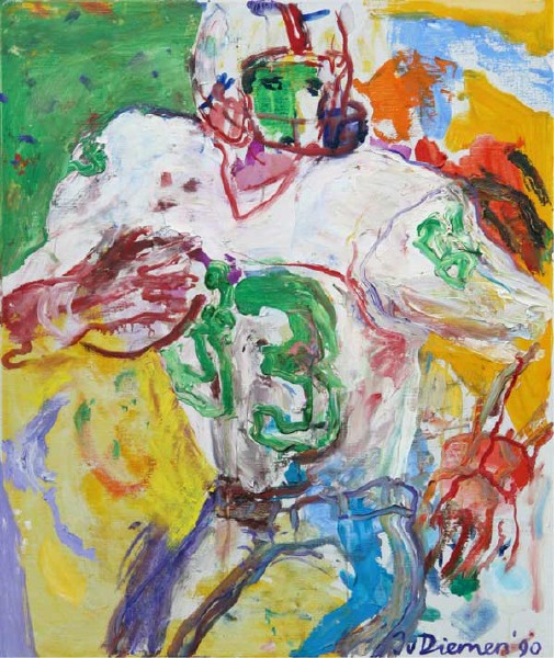 sportschilderij van american football door Jan van Diemen, art, painting, sports