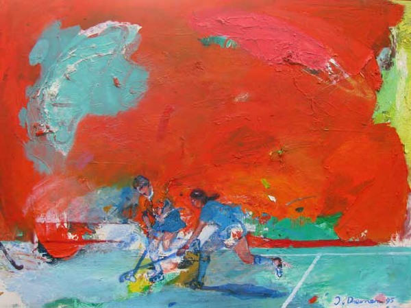 sportschilderij van hockey door Jan van Diemen, art, painting, sports
